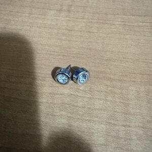 Silver Stud Earrings with Central Diamonds